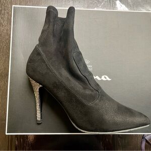 Nina Black Stiletto Heeled Boots with Sparkling Detail